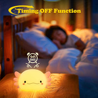 Axolotl Night Light for Kids, Animal Silicone Nursery Night Lamp, Rechargeable Table Lamp Bedside Lamp, Cute Room Decor Night Light for Bedroom Living Room Dining Desk Decor Gift Kawaii Toys