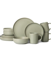 12-Piece Stoneware Dinnerware Sets With Mugs  Microwave & Dishwasher Safe  Non-Toxic Dinner Plates Bowls Set   Stackable Matte Glaze Kitchenware For 3
