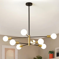 Modern Chandeliers for Dining Room, Black and Gold Chandelier Ceiling Light Fixture 6-Light Sputnik Chandeliers Mid Century Chandeliers for Living Room,Kitchen Island,Bedroom,Foyer