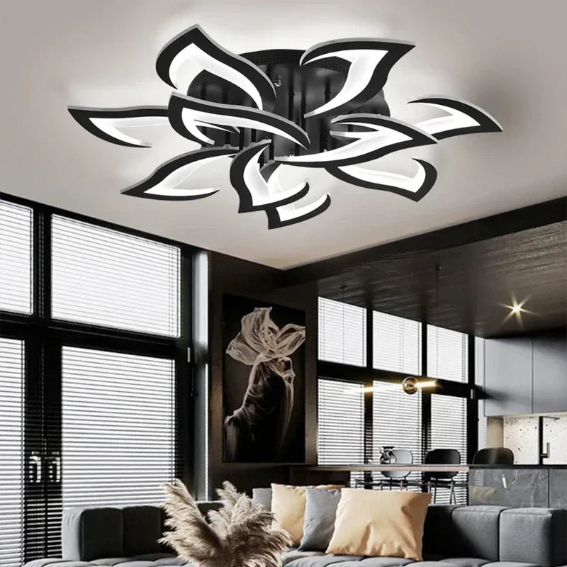 Modern Flower Pattern Acrylic Ceiling Lamp Bedroom Living Room Restaurant Dimmable Creative LED Chandelier Home Lighting Decor