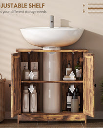 Bathroom Vanity Cabinet, Under Sink Bathroom Cabinet with 2 Doors and Adjustable Shelf, Rustic Brown