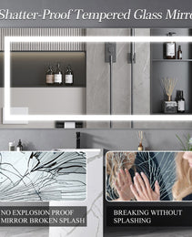 72  X 36 LED Bathroom Mirror With Anti-Fog And Touch Sensor -Modern Frameless Lighted Wall Mirror For Bathroom Vanity, Shower Room, Or Dressing Area