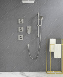 Shower System With Shower Head, Hand Shower, Slide Bar, Sprayer, Shower Arm, Hose, Valve Trim And Lever Handle