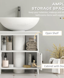 Pedestal Sink Storage Cabinet, Bathroom Under Sink Cabinet with 2 Doors and Open Shelf, Bathroom Vanity, White