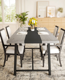 Industrial Kitchen Table for 8 People, 70.9" Long Dining Table with Large Tabletop and Steel Legs for Dining Room, Gray
