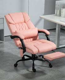 Massage Office Chair with 6 Vibrating Points, High Back Reclining Office Chair with Footrest and Remote, Pink