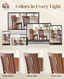 Counter Height Bar Stools with Padded Seat, High Back Kitchen Chairs Set of 2 for Dining Room, Gray and Dark Brown