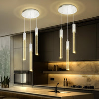 5-Lights Rectangular Pendant Lights for Kitchen Island Black Linear Crystal Chandelier Modern Chandeliers for Kitchen Island Dining Room
