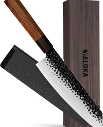 8 Inch Gyuto Knife - Professional Japanese Chef Knife - 3 Layers 9CR18MOV High Carbon Steel - Hand Hammered Blade Kitchen Knife