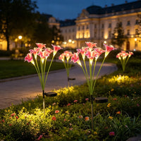 Solar Lily Flower Garden Stake Lights, Warm White IP65 Waterproof  Pathway Lights for Wedding Party Outdoor Patio Yard Decor