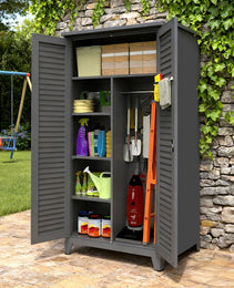 73'' Tall Metal Tool Storage Cabinet, With Ample Storage Space For Garage,Warehouse,Garden,Office, Living Room,Bathroom,Utility Room Slate