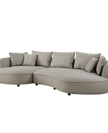 Modern Sectional Curved Sofa Couch For Living Room,Upholstered 5-Seat Sofa Couch Eco-leather Couch Set For Apartment Office,Light Grey