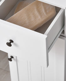 Short Bathroom Storage Cabinet, Cabinet Organizer with 1 Drawer and Adjustable Shelf for Living Room, White
