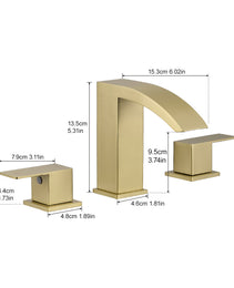 Bathroom Stainless Steel Faucets For Sink 3 Hole Nickel Gold 8 Inch Widespread Bathroom Sink Faucet Double Lever Handle Faucet Bathroom Vanity Faucet Basin Mixer Tap Faucet With Hose