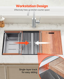 33' Kitchen Sink Undermount Double Bowl Drop-In Basin Stainless Steel Bar