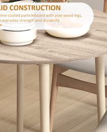 Folding Dining Table, Round Drop Leaf Kitchen Table for Small Spaces with Wood Legs, Oak Color