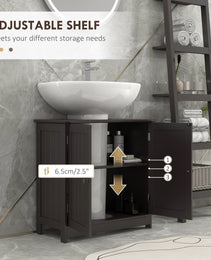 Bathroom Vanity Cabinet, Under Sink Bathroom Cabinet with 2 Doors and Adjustable Shelf, Coffee
