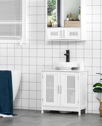 Bathroom Under Sink Cabinet Vanity Unit with Adjustable Shelf Space Saver, White