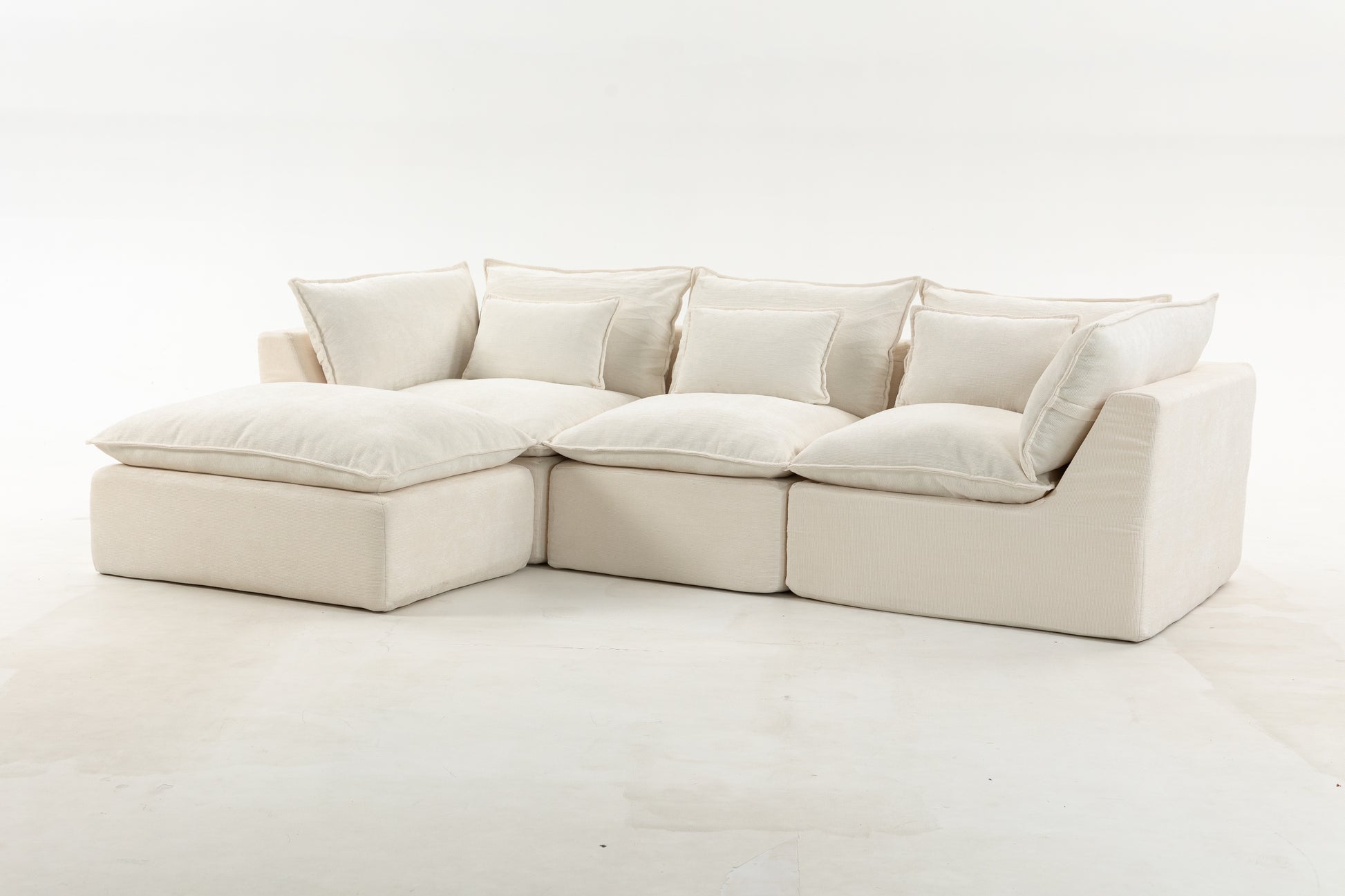 102.3  Width Cloud Couch Oversized Modular Sectional Sofa True Relax Comfy Couches Wide&Deep Seat Sofas For Living Room Furniture Sets, 3Seat With Ottoman