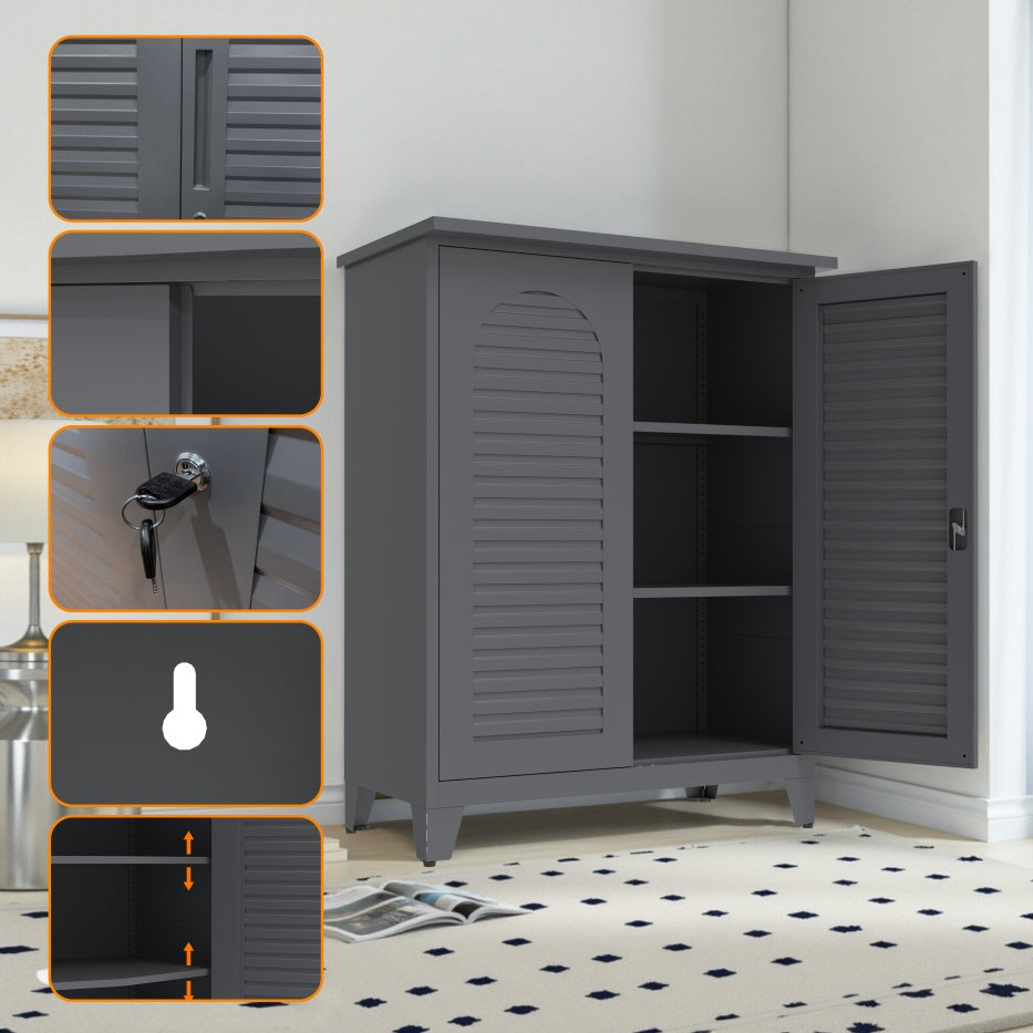 47'' Tall Metal Tool Storage Cabinet, With Ample Storage Space For Garage,Warehouse,Garden,Office, Living Room,Bathroom,Utility Room Slate