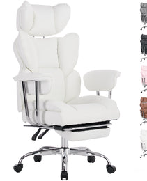Large-sized High-back Office Chair - 350 Pounds, Anti-scratch PU Leather Executive Office Desk Chair, With Footrest, Reclining Computer Chair