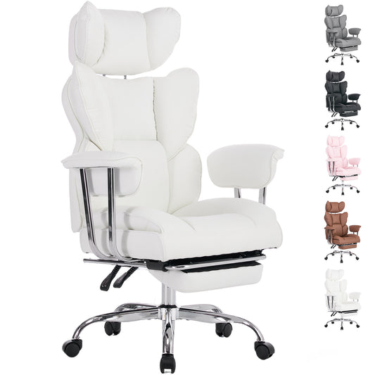 Large-sized High-back Office Chair - 350 Pounds, Anti-scratch PU Leather Executive Office Desk Chair, With Footrest, Reclining Computer Chair