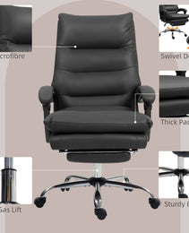 Massage Office Chair with Heat Function, Computer Desk Chair with Footrest Swivel Wheels, Black