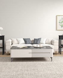 2-Tier Side Tables Set of 2 with Drawer and Shelf, 2 Pieces End Tables for Living Room and Hallway, Black