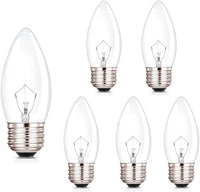 B11 Lighting Torpedo Clear C35 CTC 40W E26 Base Decorative Incandescent Light Bulbs 120V for Chandeliers, Ceiling Fan Lights, Pendants, Wall Sconces, Dimmable, Warm White 2700K (6 Pack)