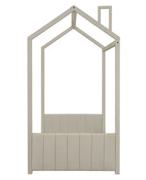 Twin Size Velvet House Bed Wood Bed, Beige