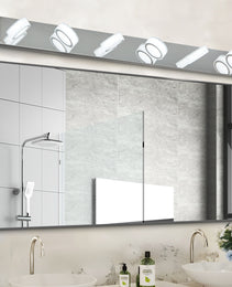 45 Modern 6-Light LED Vanity Light, Sleek Chrome Bathroom Wall Light Fixture For Mirror, Shower, And Bathroom Decor