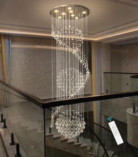 D24'' X H78'' Crystal Chandelier for Entryway High Ceiling Chandeliers Glam Chandelier Modern Large Raindrop Chandeliers LED Dimmable Light Fixtures for Staircaes Foyer Living Room