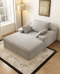 Chaise Lounge Chair Indoor, Oversized Upholstered Sofa Bed, Sleeper Couch Reading Chairs Fluffy Plush Faux Fur Cloud Sofas Couches For Living Room,Grey