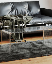 Coffee Table, 39inch Acrylic Long Rectangle Tea Table , Clear