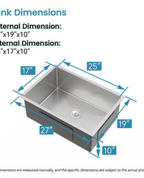 Stainless Steel Kitchen Sink, Single Bowl, Undermount Handmade Sink In Brushed Nickel, With US Standard Drain And Hook, LS-SSBR06
