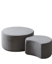 Nesting Coffee Table Set Of 2,Upholstered Round Coffee Tables Set Of 2 For Living Room, Modern Foam Round Coffee Table Side Table End Table Ottoman, No Assembly