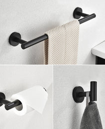 3-Pieces Bathroom Hardware Accessories Set - Towel Bar, Toilet Paper Holder, Robe Towel Hooks