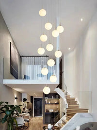 Stairs Modern Nordic LED Glass Chandelier Loft Duplex Living Room Lamp Hotel Lobby Long Chandelier Home Decorative Lighting