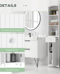 Bathroom Storage Cabinet, Free Standing Bathroom Storage Unit, Tall Linen Tower with 3-Tier Shelves and Drawer, White