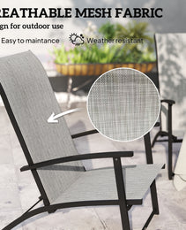Set Of 2 Outdoor Dining Chairs With High Back, Armrests, Folding Patio Chairs For Patio, Lawn, Camping, Gray