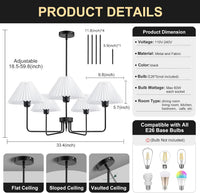 Farmhouse Black Chandelier, 5-Light Fabric Chandelier