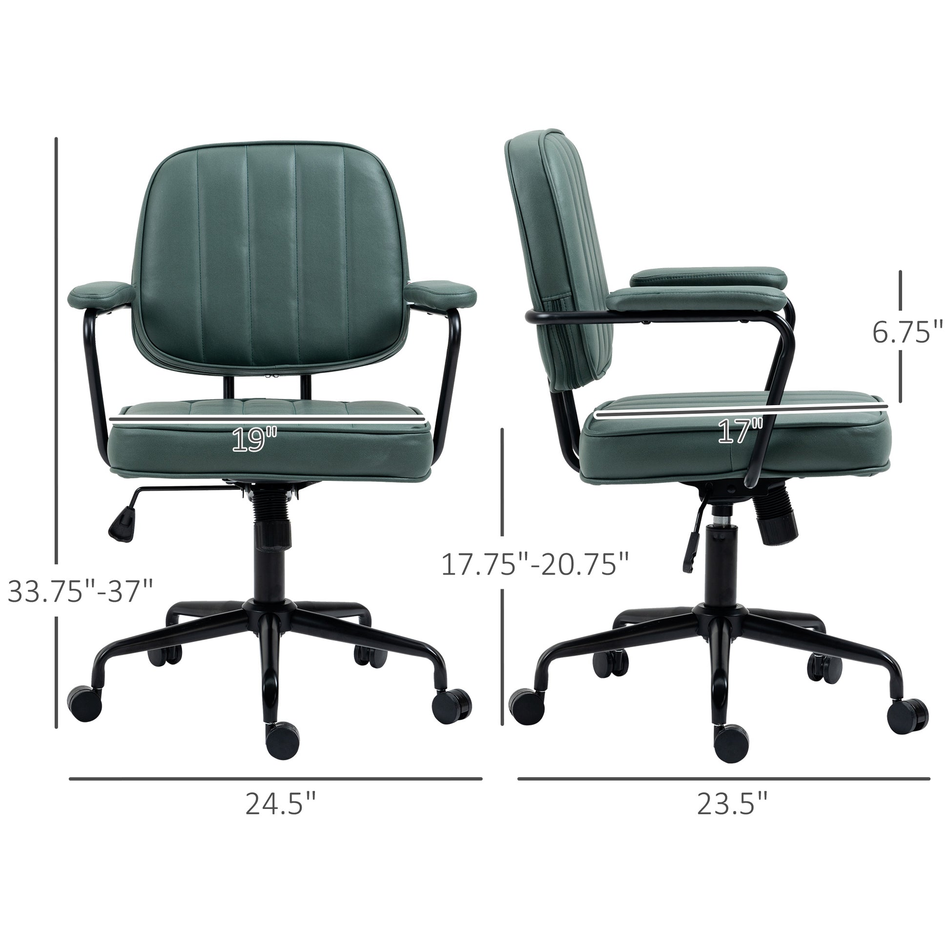 Home Office Chair With Adjustable Height And Tilt, Green