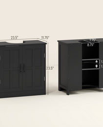 Bathroom Sink Cabinet, Pedestal Sink Cabinet With Adjustable Shelf, Black