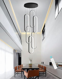 Modern LED Chandeliers for Foyer Entryway High Ceiling Long Staircase Chandeliers Dimmable Dimmable Flush Mount High Villa Foyer 2700K-6000K