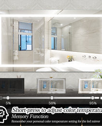 60  X 32  LED Bathroom Mirror With Anti-Fog And Touch Sensor - Modern Frameless Lighted Wall Mirror For Bathroom Vanity, Shower Room, Or Dressing Area