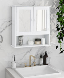Bathroom Wall Cabinet With Double Mirror Doors And Shelves