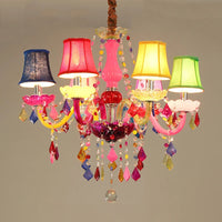 European Style Children's Room Colorful Chandelier Girl Princess Bedroom Crystal Droplight Ktv Bar Atmosphere Pendent Lamp