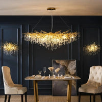 Royal Nordic Luxury Crystal Chandeliers Gold Chrome Water Drop Pendant Light Living Room Hotel Hall Villa Indoor Decor Fixture