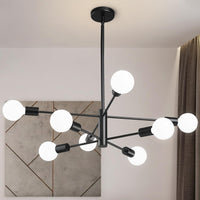 Modern Chandeliers for Dining Room, Black and Gold Chandelier Ceiling Light Fixture 6-Light Sputnik Chandeliers Mid Century Chandeliers for Living Room,Kitchen Island,Bedroom,Foyer