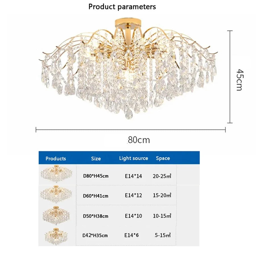 French Ceiling Lamps Luxury Crystal Pendant Light for The Living Room LED Interior Luster Home Decoration Hanging Light